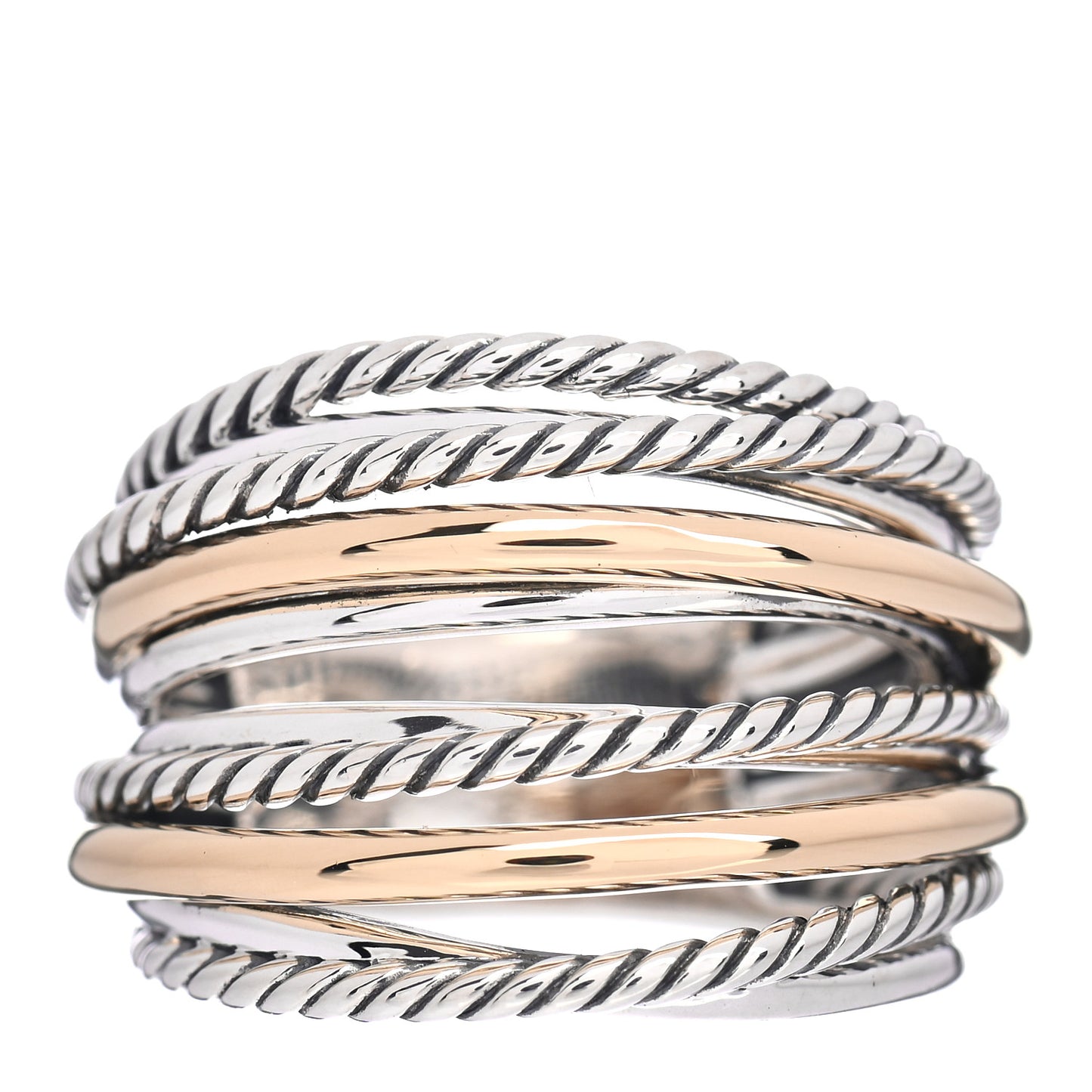 Sterling Silver 18K Yellow Gold Wide Crossover Collection Ring 57 8
