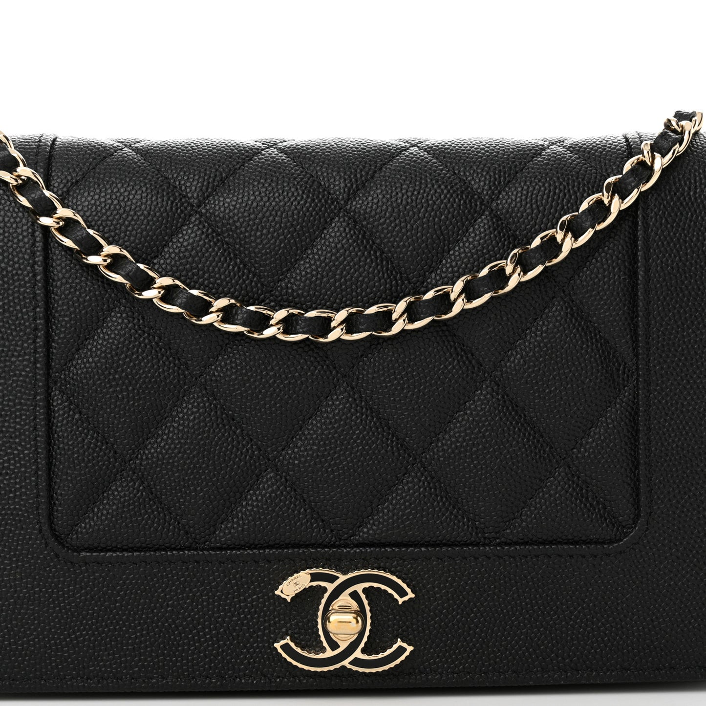 Caviar Quilted Vintage Mademoiselle Wallet On Chain WOC Black