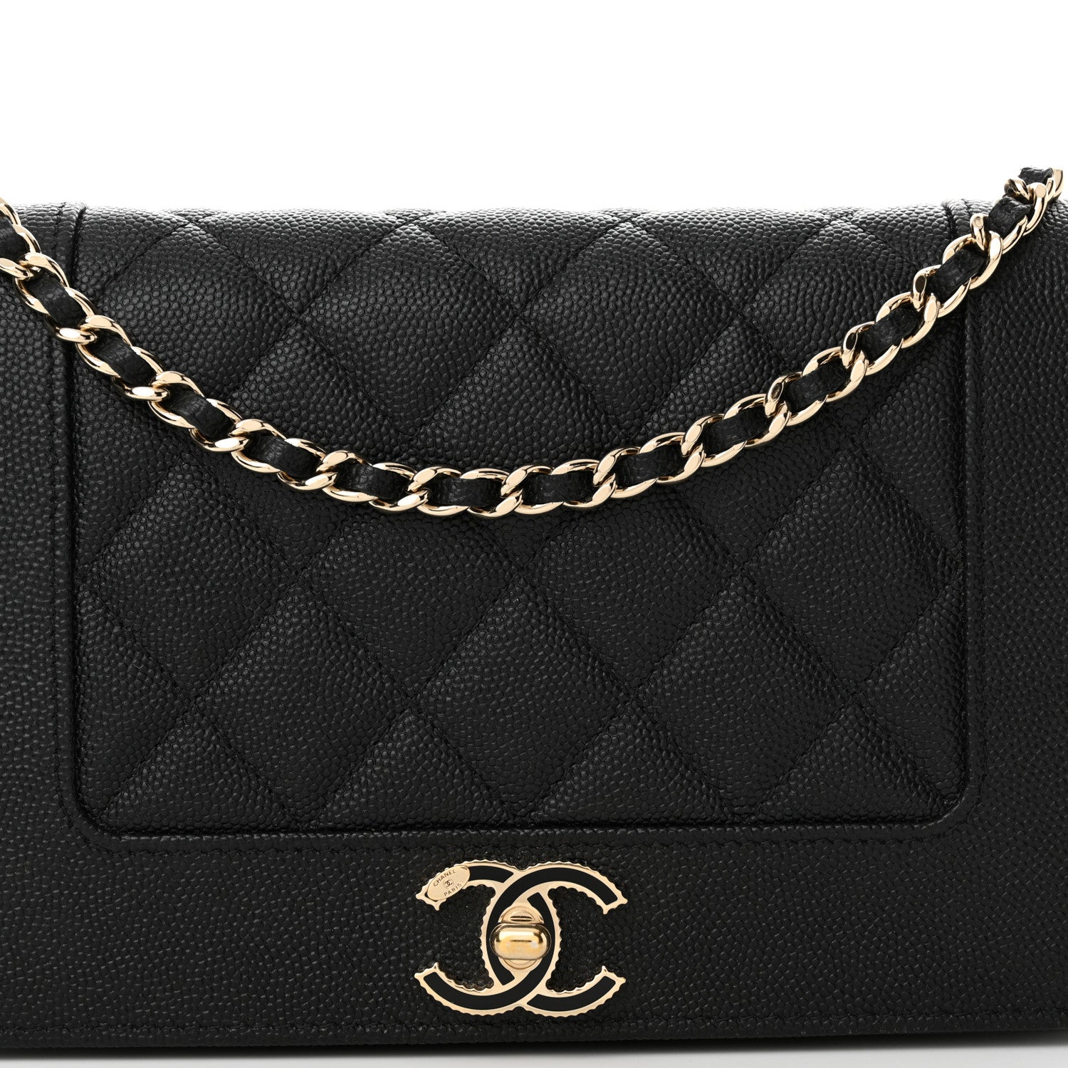 Chanel Caviar Quilted Vintage Mademoiselle Wallet On Chain WOC Black 9 of 14