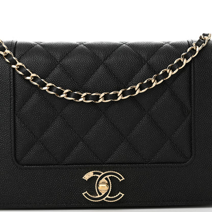 Chanel Caviar Quilted Vintage Mademoiselle Wallet On Chain WOC Black 9 of 14