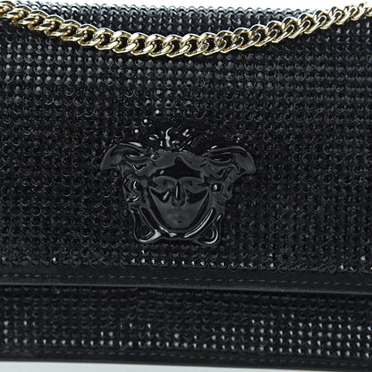 Versace Calfskin Palazzo Crystal Chain Evening Bag Black 9 of 9