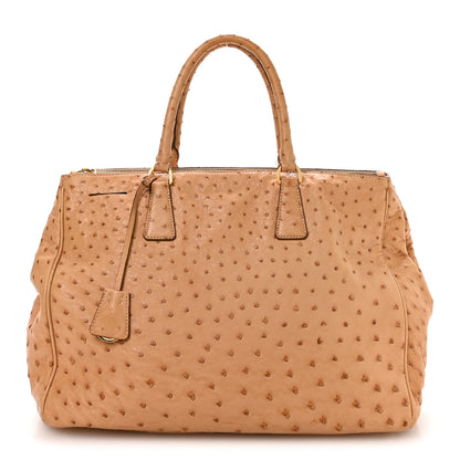 Prada Ostrich Large Galleria Double Zip Tote Cognac 1 of 12