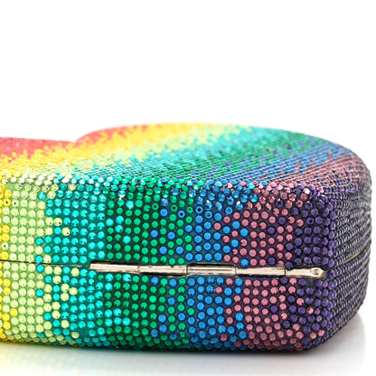 Judith Leiber Crystal Rainbow Heart Minaudiere Clutch Silver Multicolor 8 of 11