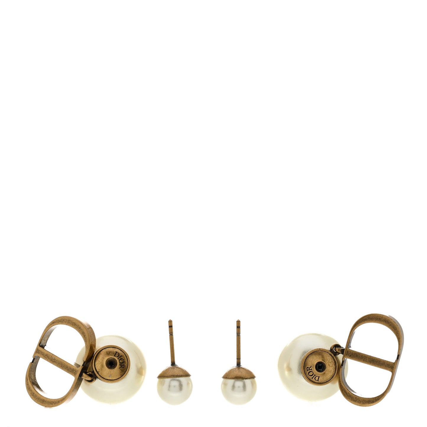 Pearl Logo Drop Earrings Gold