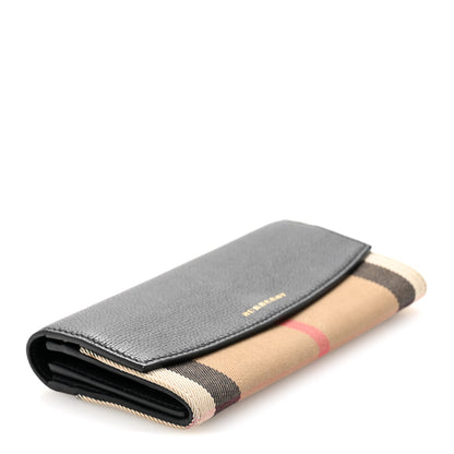 Burberry Calfskin House Check Porter Continental Wallet Black 4 of 10