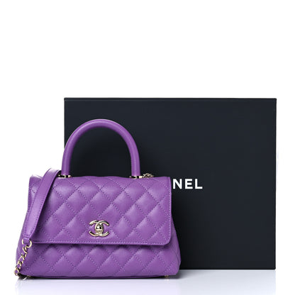 Chanel Caviar Quilted Mini Coco Handle Flap Purple 10 of 10