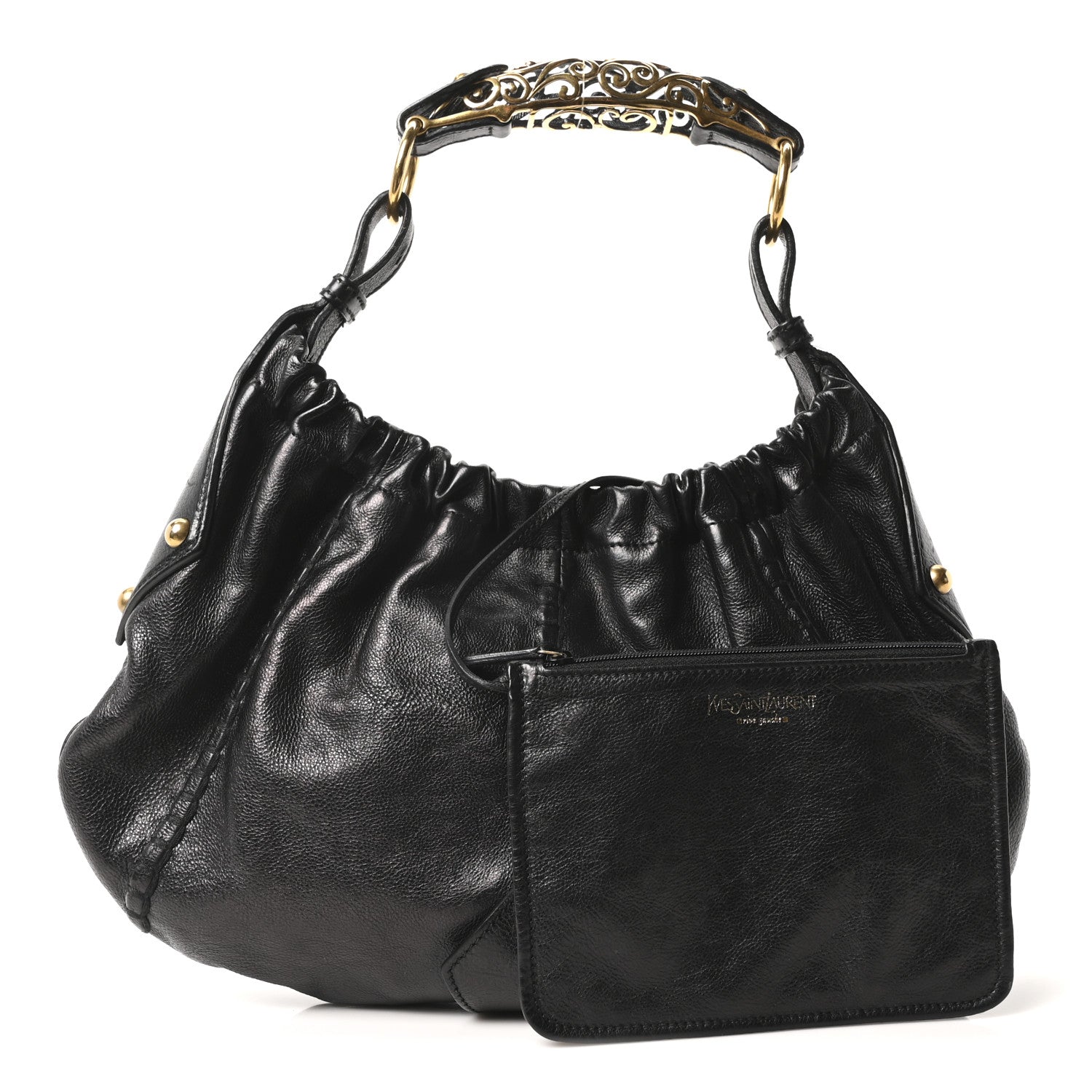 Saint Laurent Calfskin Vincennes Mombasa Hobo Black 3 of 10