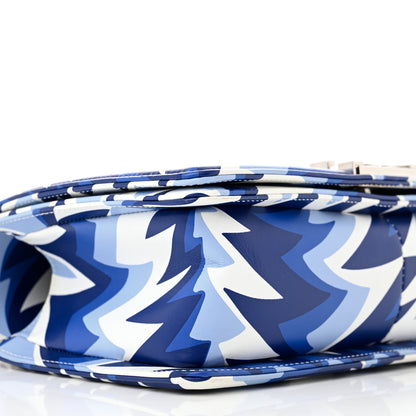 Chanel Printed Calfskin Medium Boy Flap Blue White 9 of 11