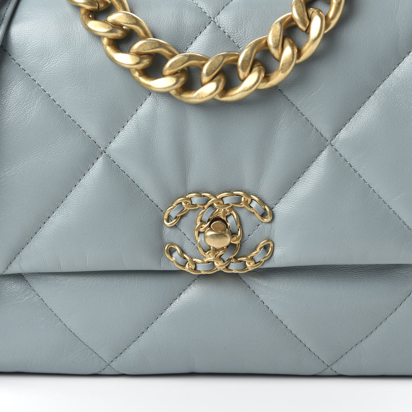 Goatskin Quilted Large 19 Flap Blue