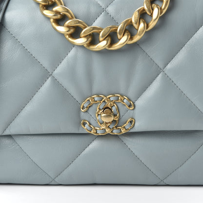 Chanel Goatskin Quilted Large 19 Flap Blue 10 of 11