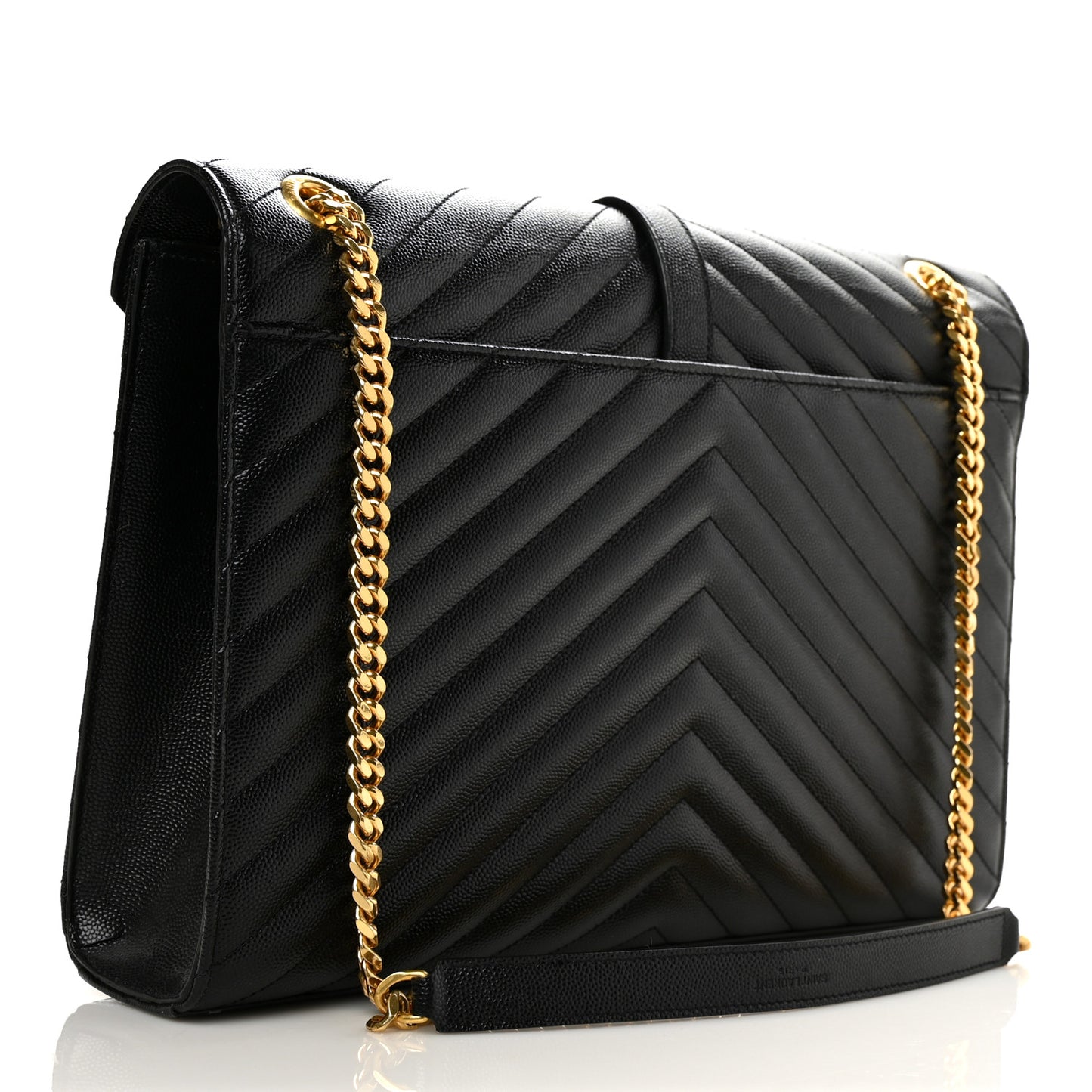Grain De Poudre Matelasse Chevron Large Monogram Satchel Black