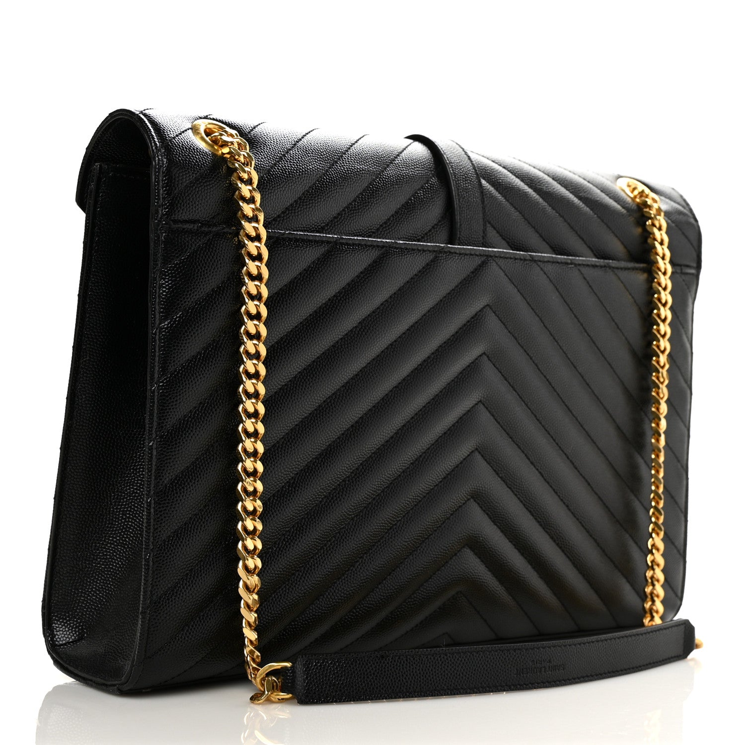 Saint Laurent Grain De Poudre Matelasse Chevron Large Monogram Satchel Black 2 of 8