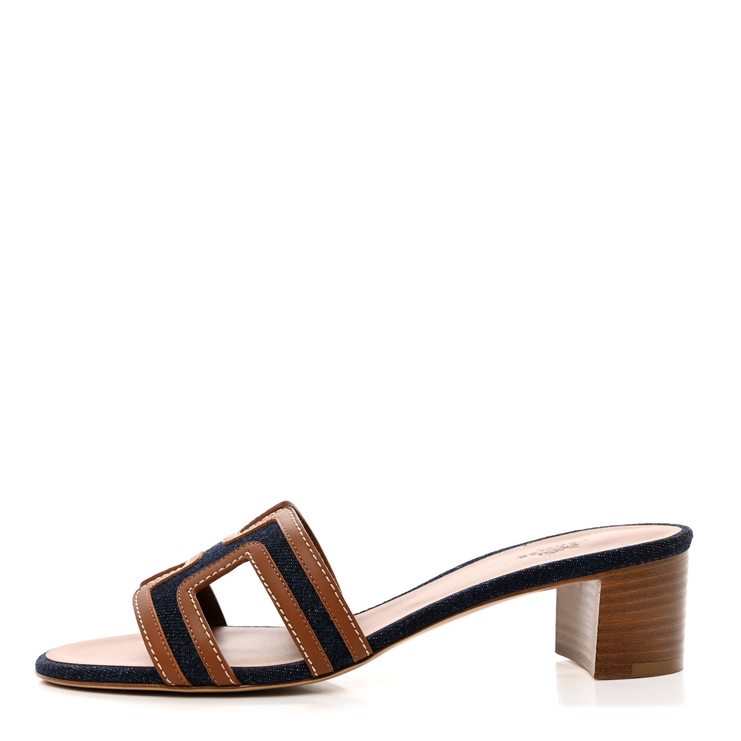 Calfskin Denim Oasis Sandals 38 Bleu Brut Gold