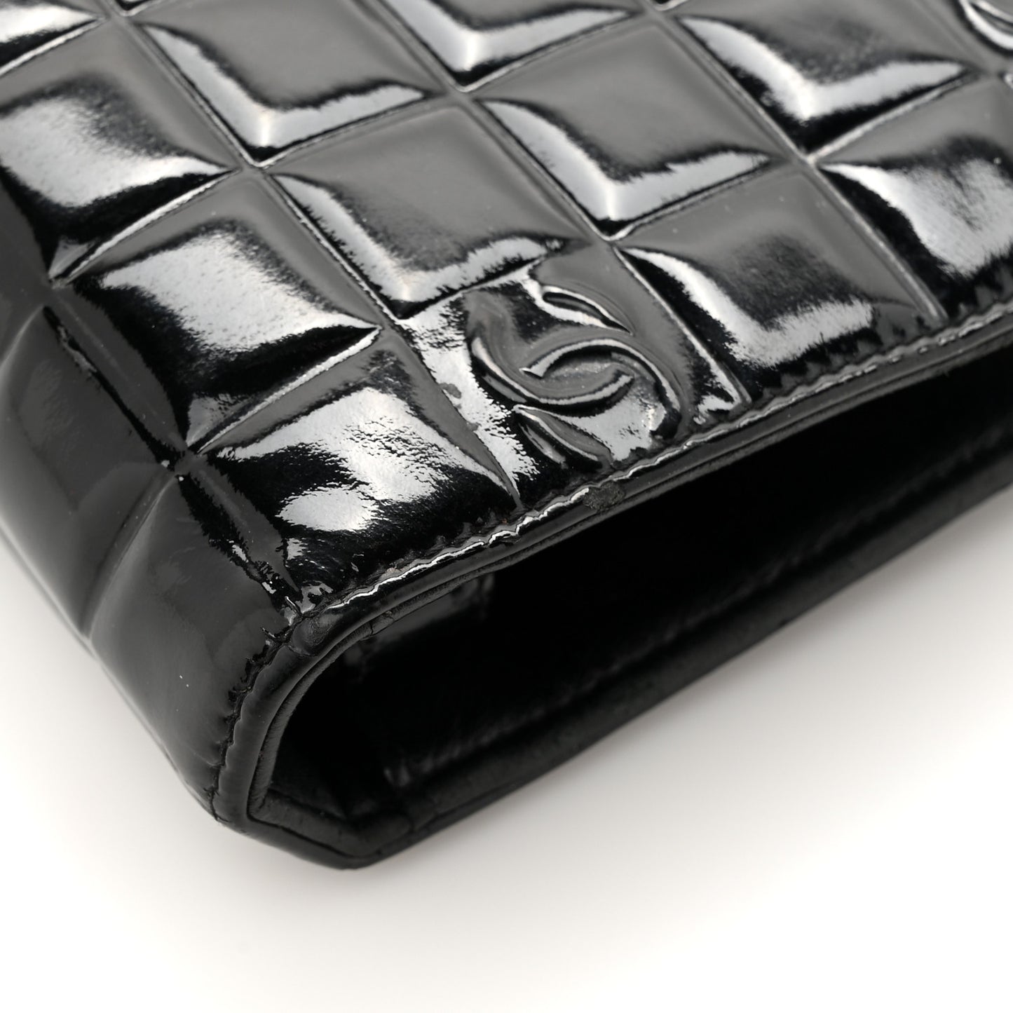 Patent Chocolate Bar Wristlet Wallet Black