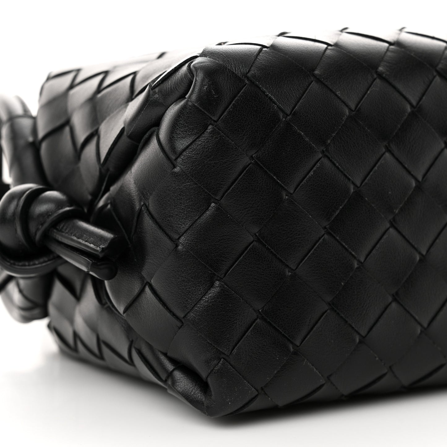 Calfskin Intrecciato Small Loop Top Handle Black