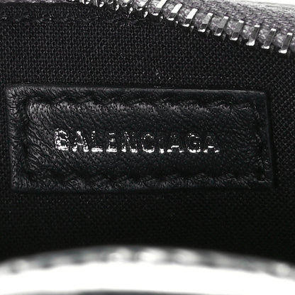 Balenciaga Metallic Calfskin Logo Crocodile Embossed Mini Ville Top Handle Bag Silver Black 6 of 12