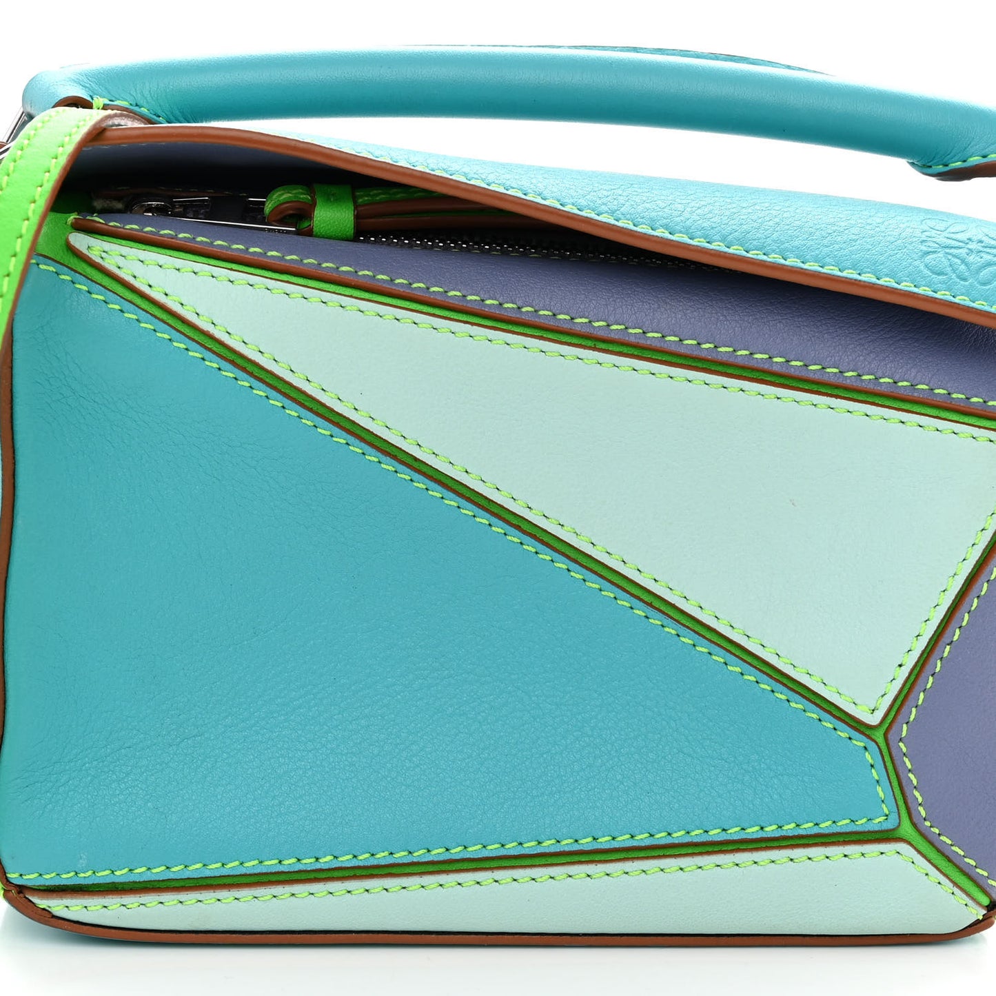 Calfskin Mini Puzzle Bag Lagoon Blue Blueberry