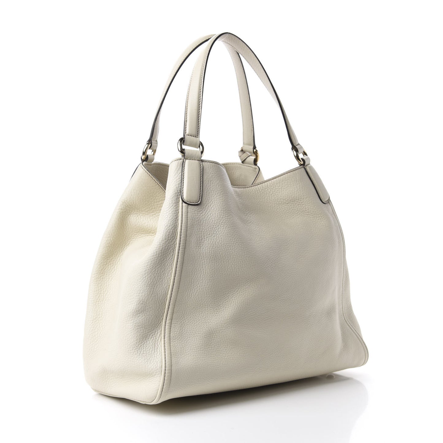 Pebbled Calfskin Medium Soho Shoulder Bag Off White