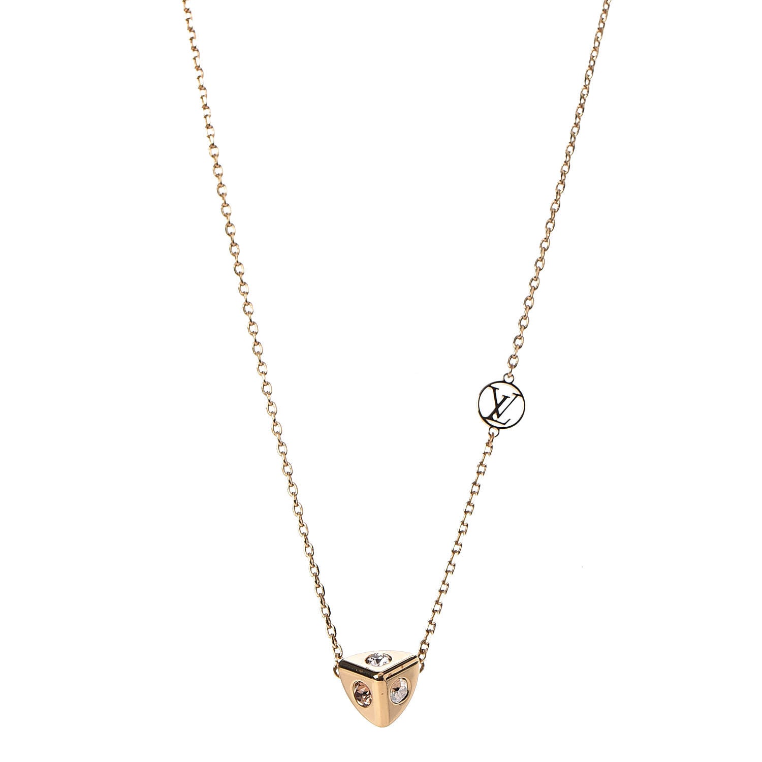 Louis Vuitton Crystal Trunkies Pendant Necklace Gold 1 of 7