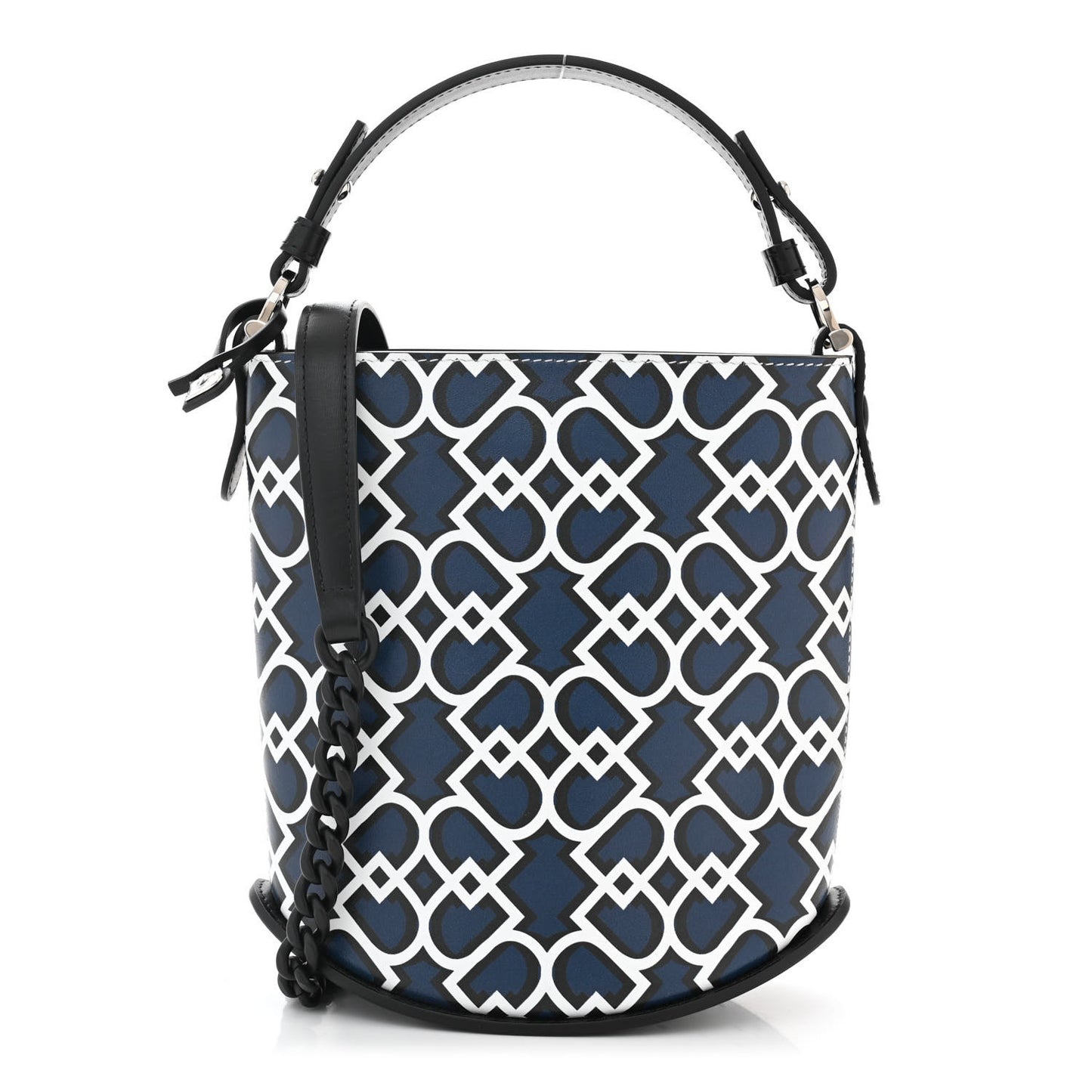 Smooth Calfskin Print Mini Pin Bucket Navy Black