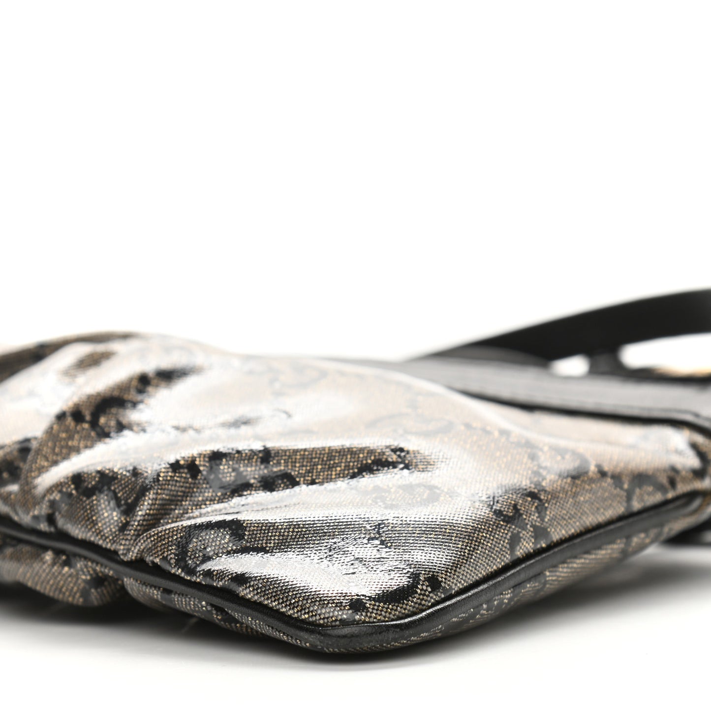 Crystal Monogram Small Flat Messenger Crossbody Black