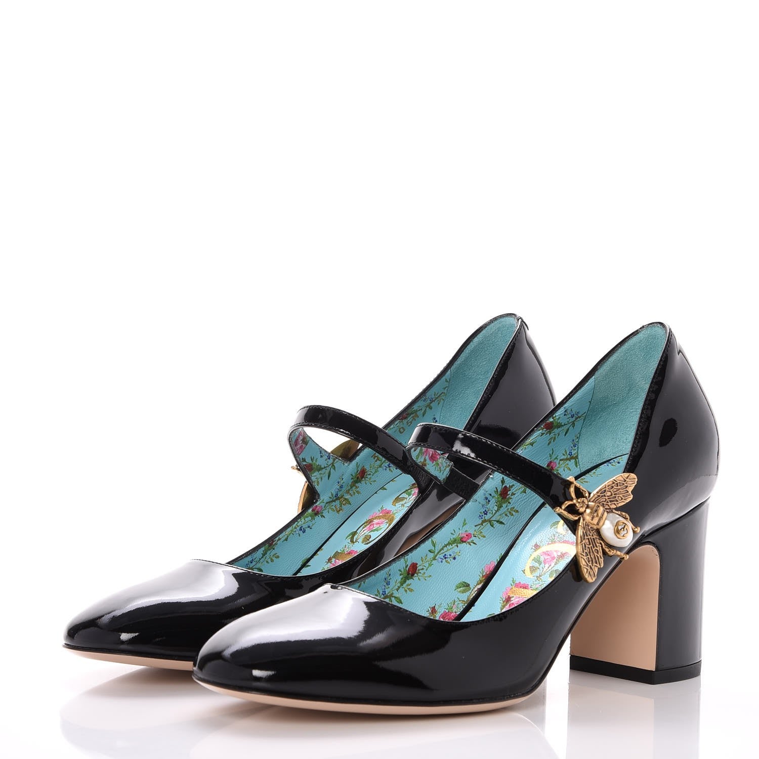Gucci Vernice Crystal Lois Bee Mary Jane Pumps 37 Black 3 of 11