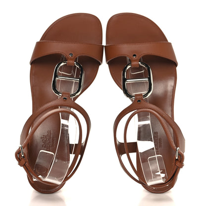 Hermes Calfskin Miramar 50 Sandals 37 Gold 2 of 10