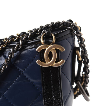 Chanel Aged Calfskin Quilted Medium Gabrielle Hobo Navy Black 8 of 11