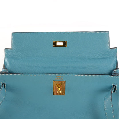 Hermes Taurillon Clemence Kelly Retourne 32 Blue Jean 13 of 20