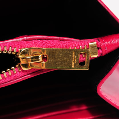 Saint Laurent Grain De Poudre Classic Letters Chain Wallet Fuchsia 6 of 7