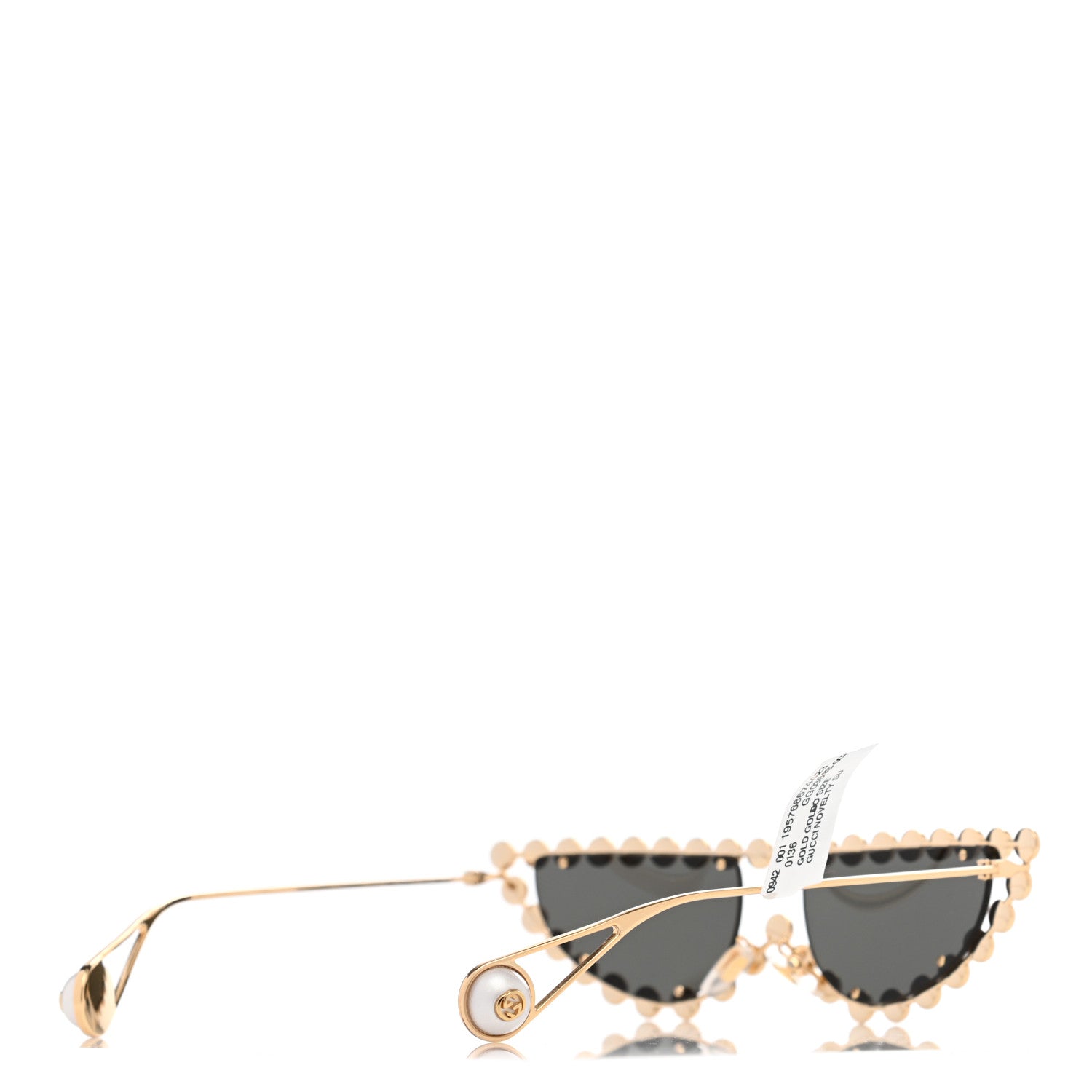Gucci Metal Crystal Cat Eye Sunglasses GG0364S Gold 3 of 5