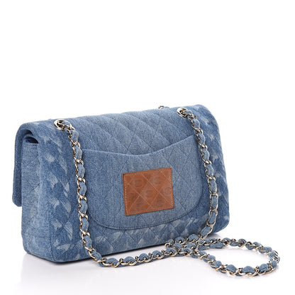 Chanel Denim Quilted Medium Double Flap Blue 3 of 9