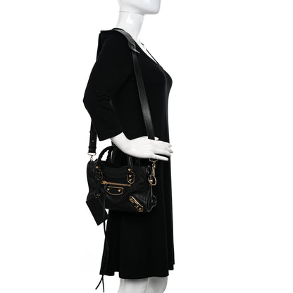 Balenciaga Chevre Gold Metallic Edge Hardware Mini City Black 2 of 10