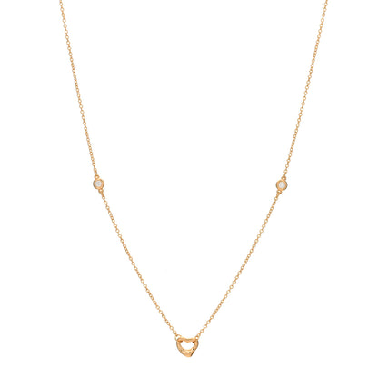 Tiffany 18K Rose Gold 2 Diamond Elsa Peretti Diamonds by the Yard Open Heart Pendant Necklace 1 of 3