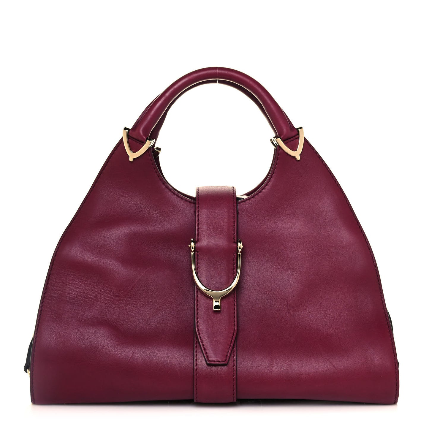 Calfskin Medium Stirrup Top Handle Bag Burgundy