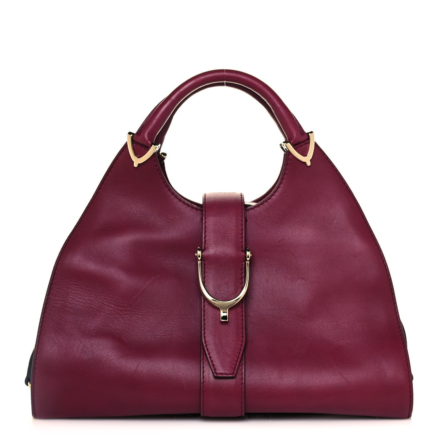 Gucci Calfskin Medium Stirrup Top Handle Bag Burgundy 1 of 19