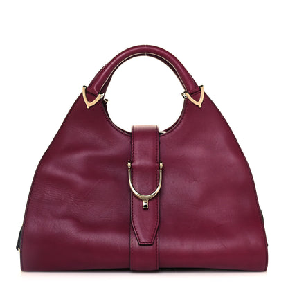 Gucci Calfskin Medium Stirrup Top Handle Bag Burgundy 1 of 19