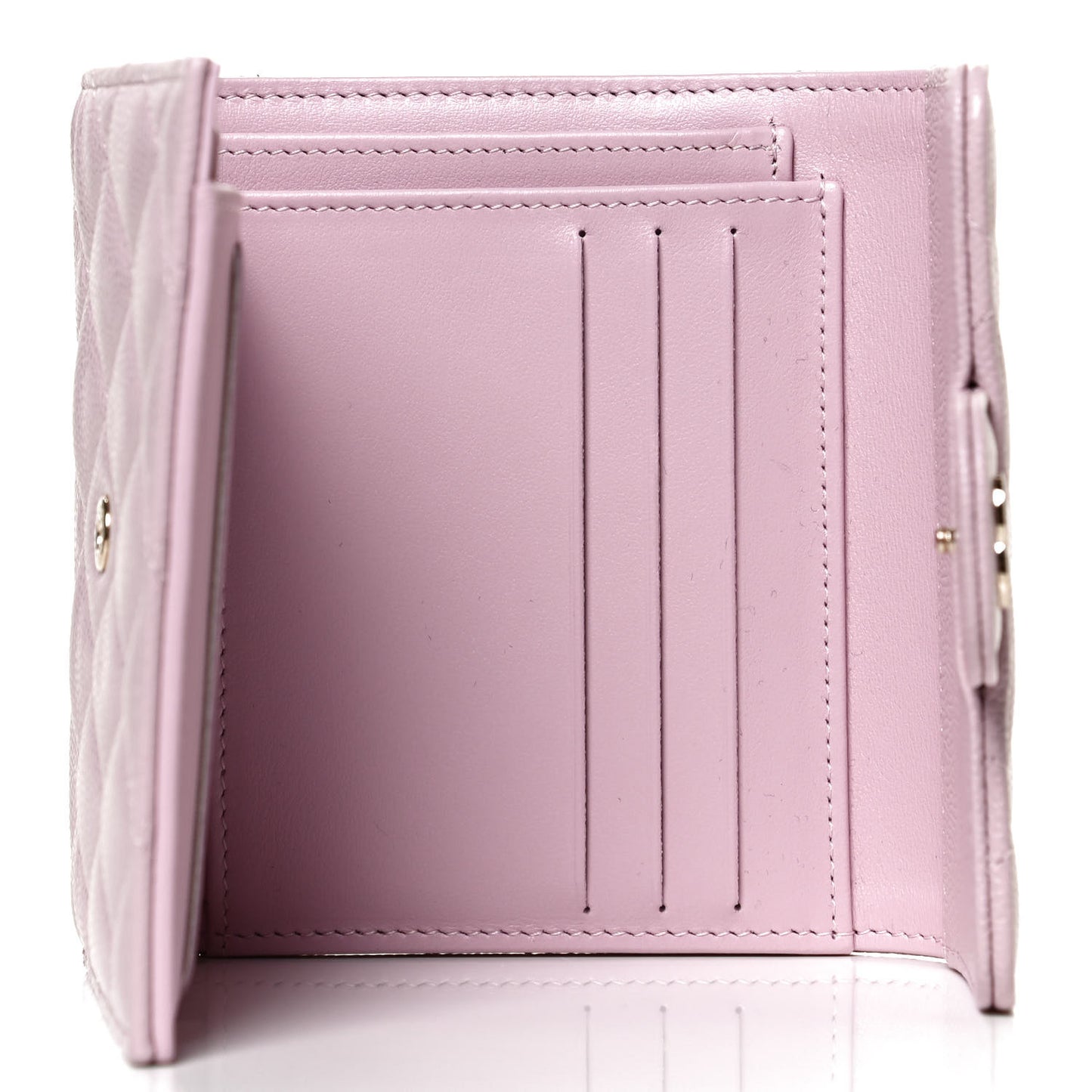 Caviar Quilted Compact Flap Wallet Light Pink