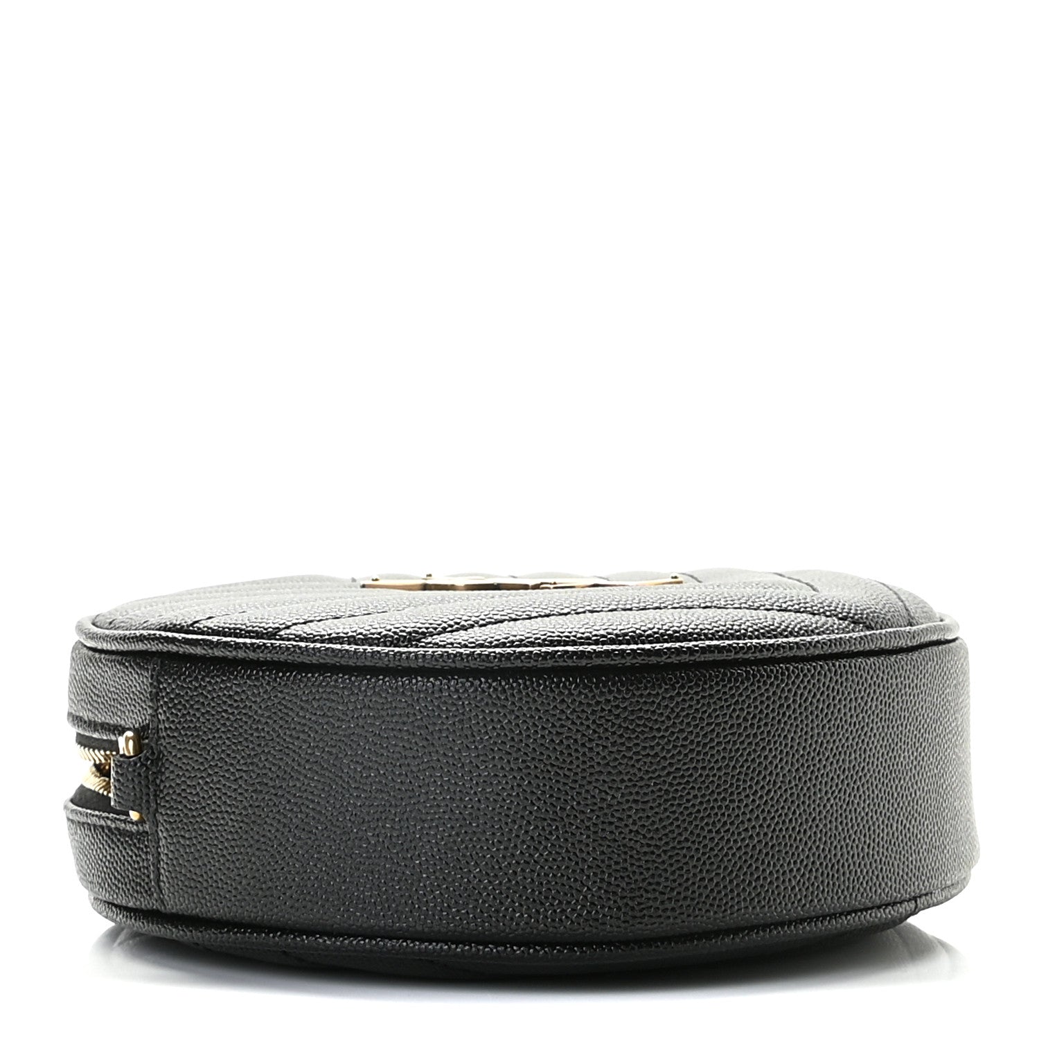 Saint Laurent Grain De Poudre Matelasse Chevron Quilted Round Vinyle Camera Bag Black 4 of 10