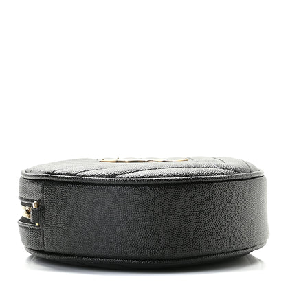 Saint Laurent Grain De Poudre Matelasse Chevron Quilted Round Vinyle Camera Bag Black 4 of 10