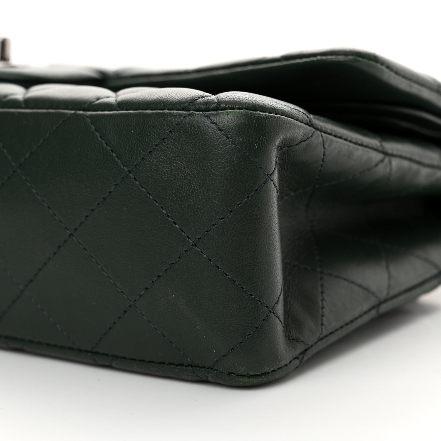 Chanel Lambskin Quilted Medium Double Flap Green 10 of 13