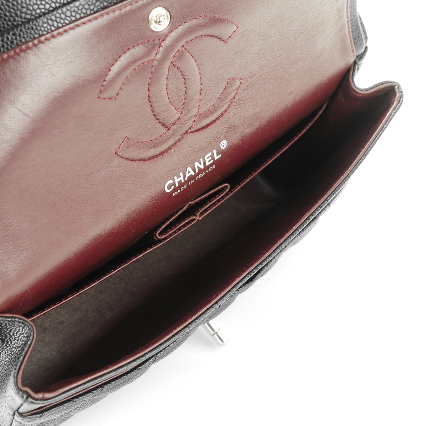 Caviar Quilted Medium Double Flap Black