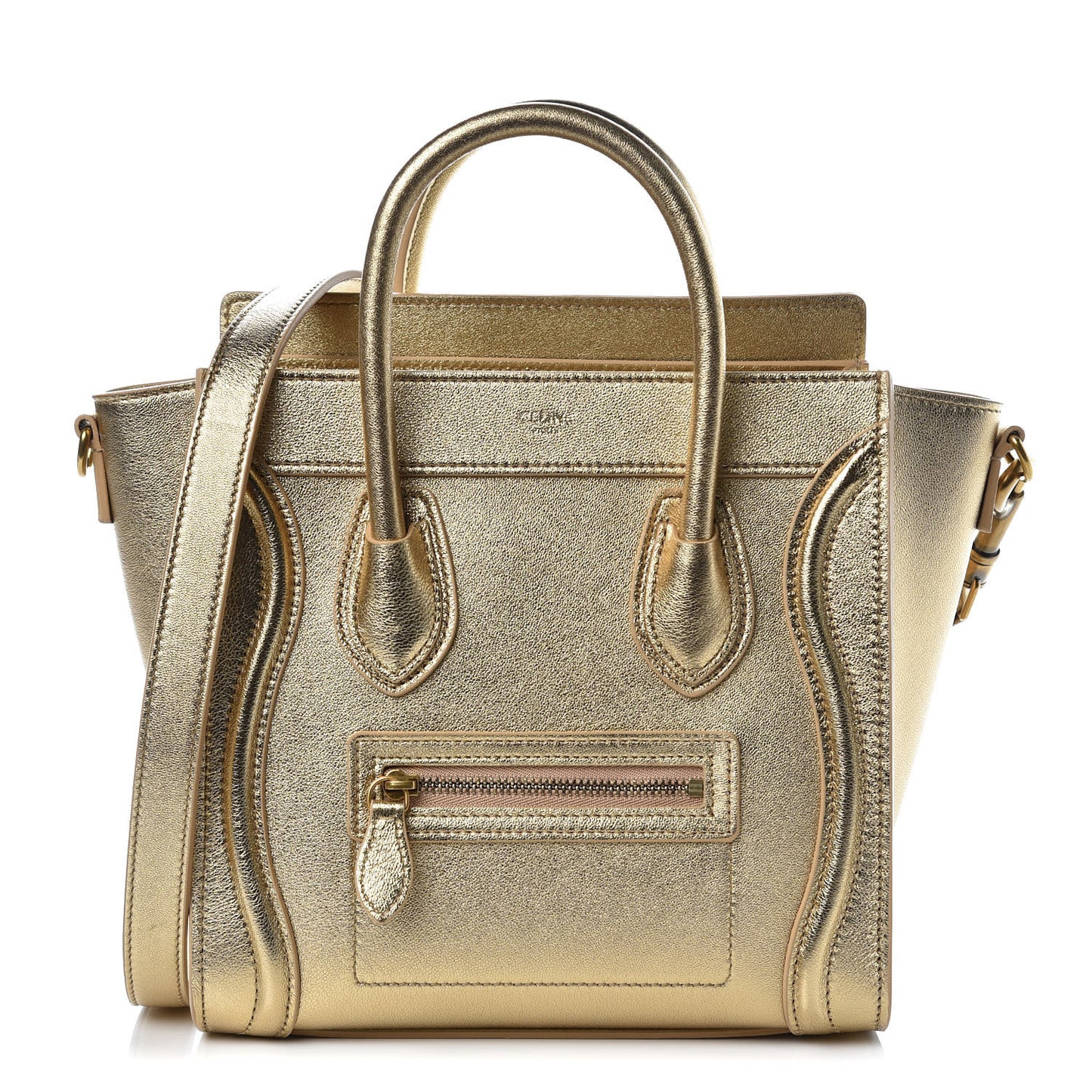 Laminated Lambskin Nano Luggage Gold