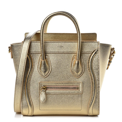 Celine Laminated Lambskin Nano Luggage Gold 1 of 13
