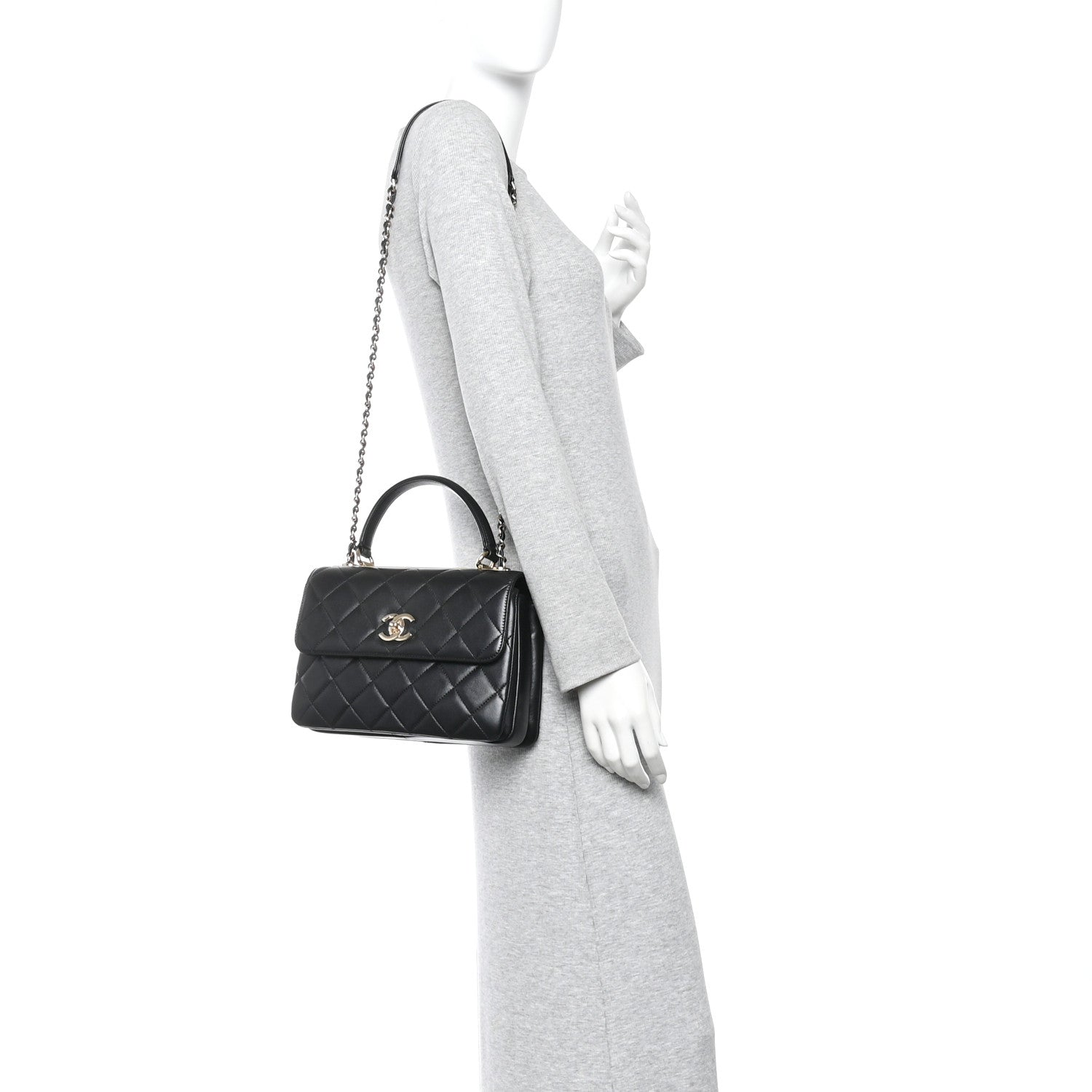 Chanel Lambskin Quilted Small Trendy CC Dual Handle Flap Bag Black 2 of 11
