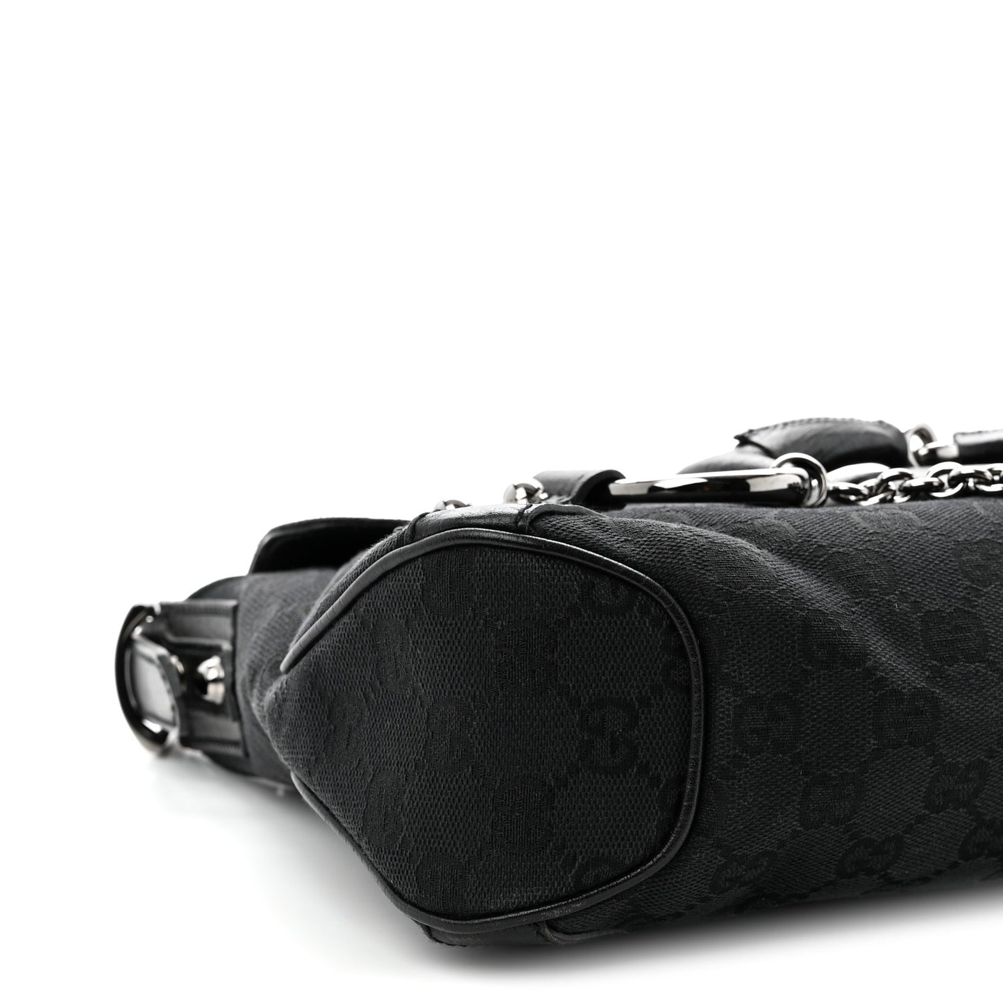 Monogram Horsebit Chain Flap Shoulder Bag Black