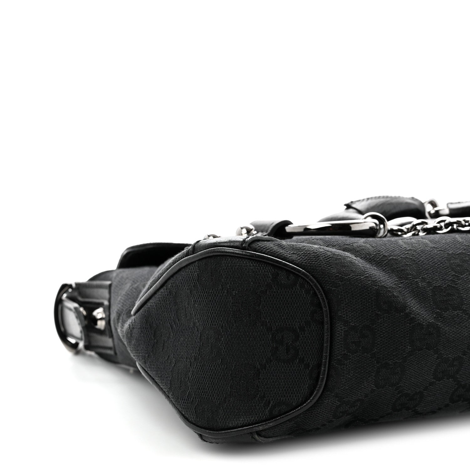 Gucci Monogram Horsebit Chain Flap Shoulder Bag Black 9 of 10
