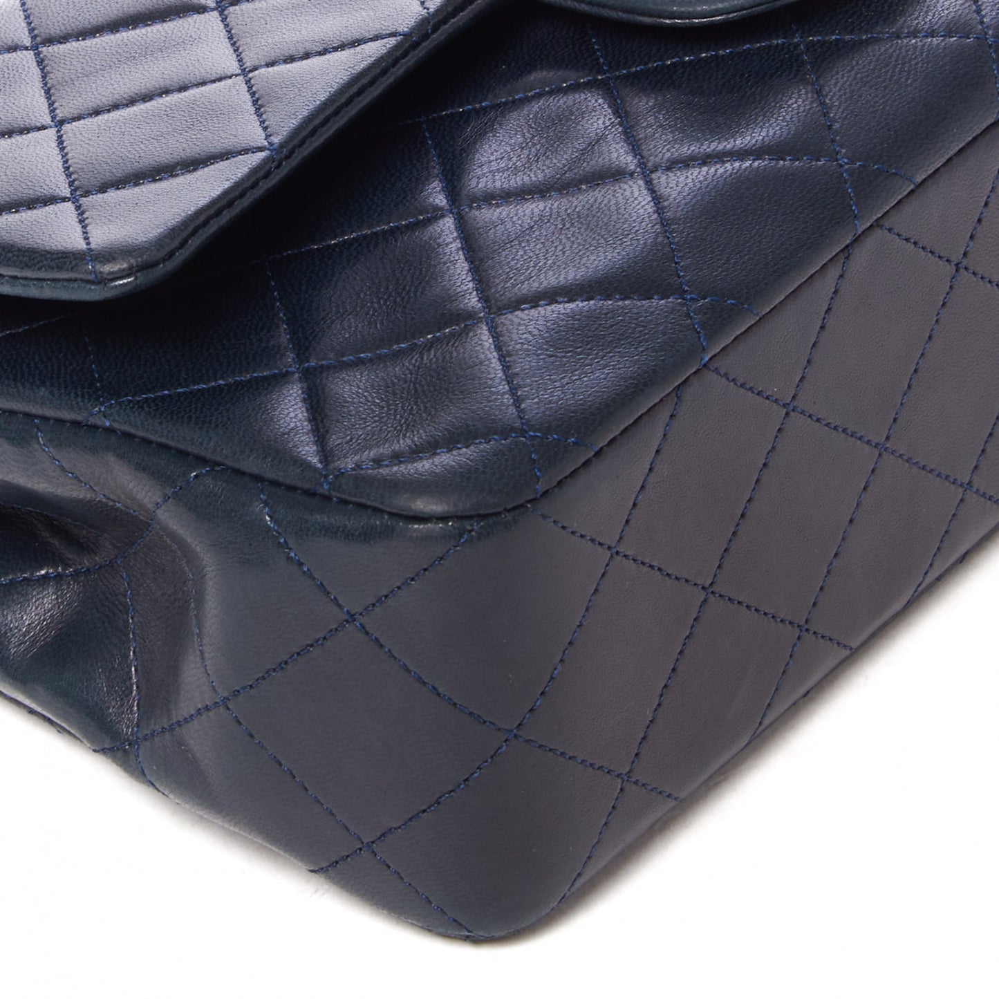 Lambskin Quilted Small Double Flap Navy