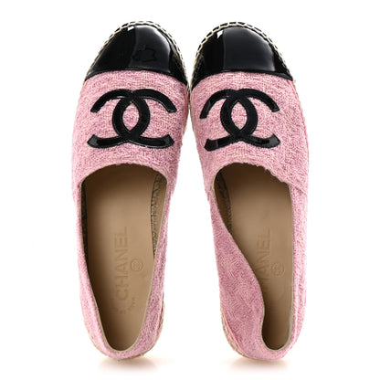 Chanel Tweed Patent CC Espadrilles 39 Pink Black 2 of 10