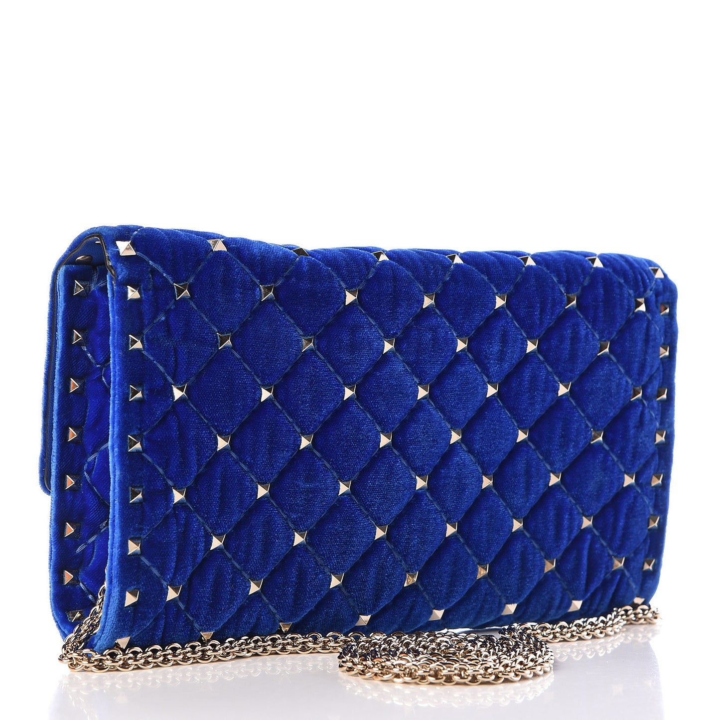 Velvet Rockstud Spike Wallet on Chain Acid Blue